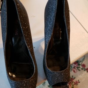 Black sparkle heels